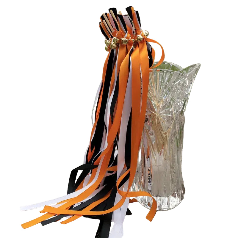 Baguette de Rubans Orange Noir et Blanc Festif