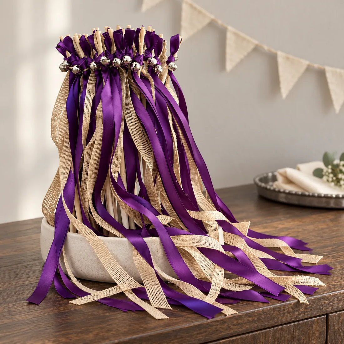 Baguette de Rubans Violet et Jute classe