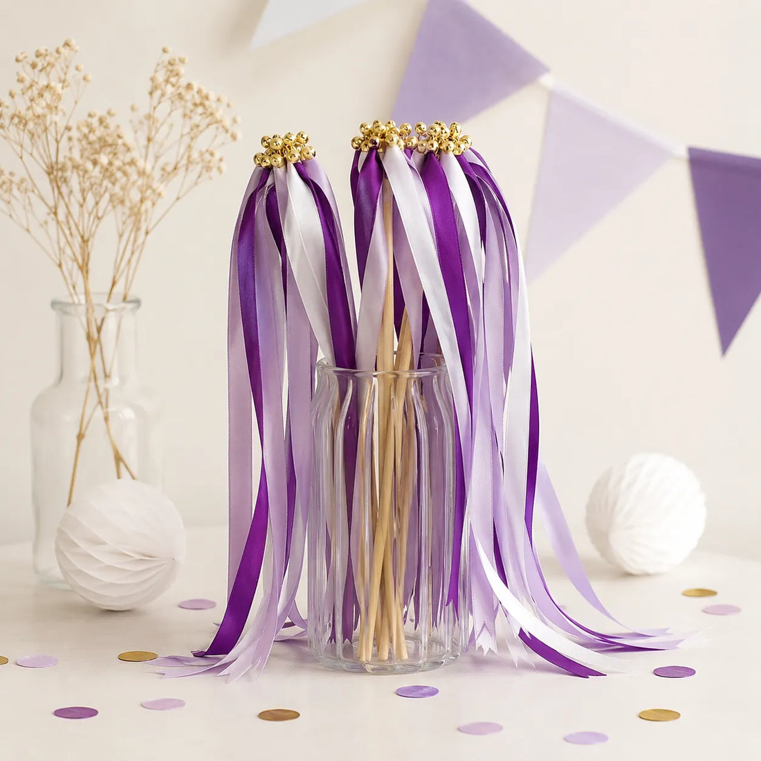 Baguette de Rubans Violets Minimaliste