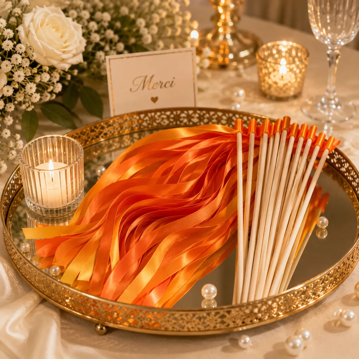 Baguettes De Rubans Oranges Mariage