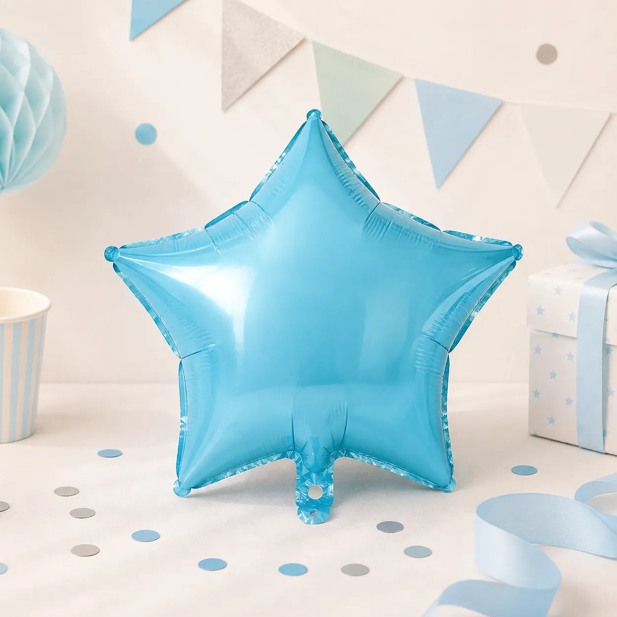 Ballon Anniversaire Etoile Bleu Ciel Unique
