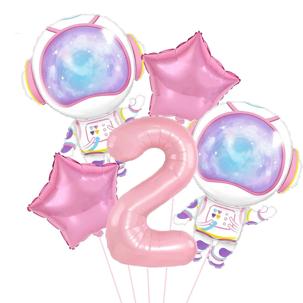 Ballon Chiffre Astronaute Rose 2