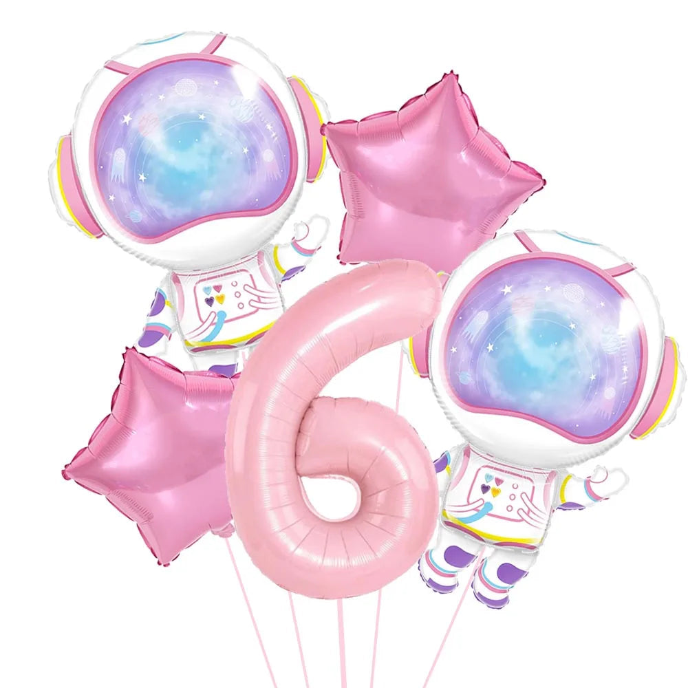 Ballon Chiffre Astronaute Rose 6