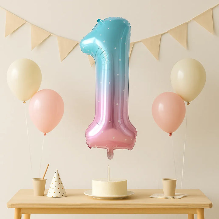 Ballon Chiffre Dégradé Rose et Bleu 1
