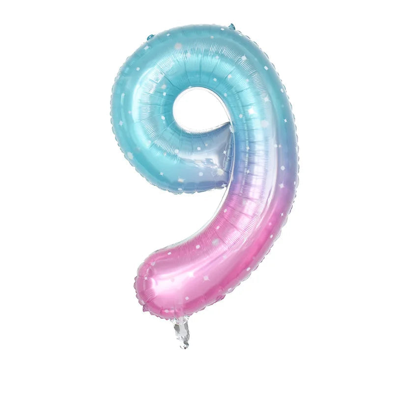 Ballon Chiffre Dégradé Rose et Bleu 9