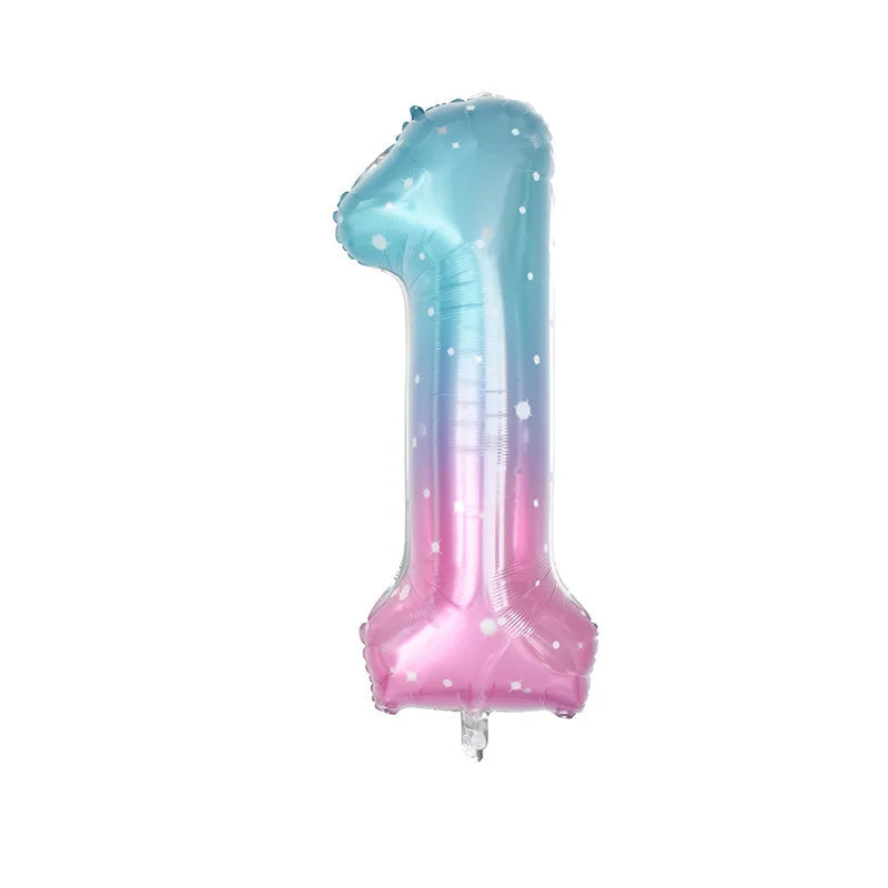 Ballon Chiffre Dégradé Rose et Bleu Design