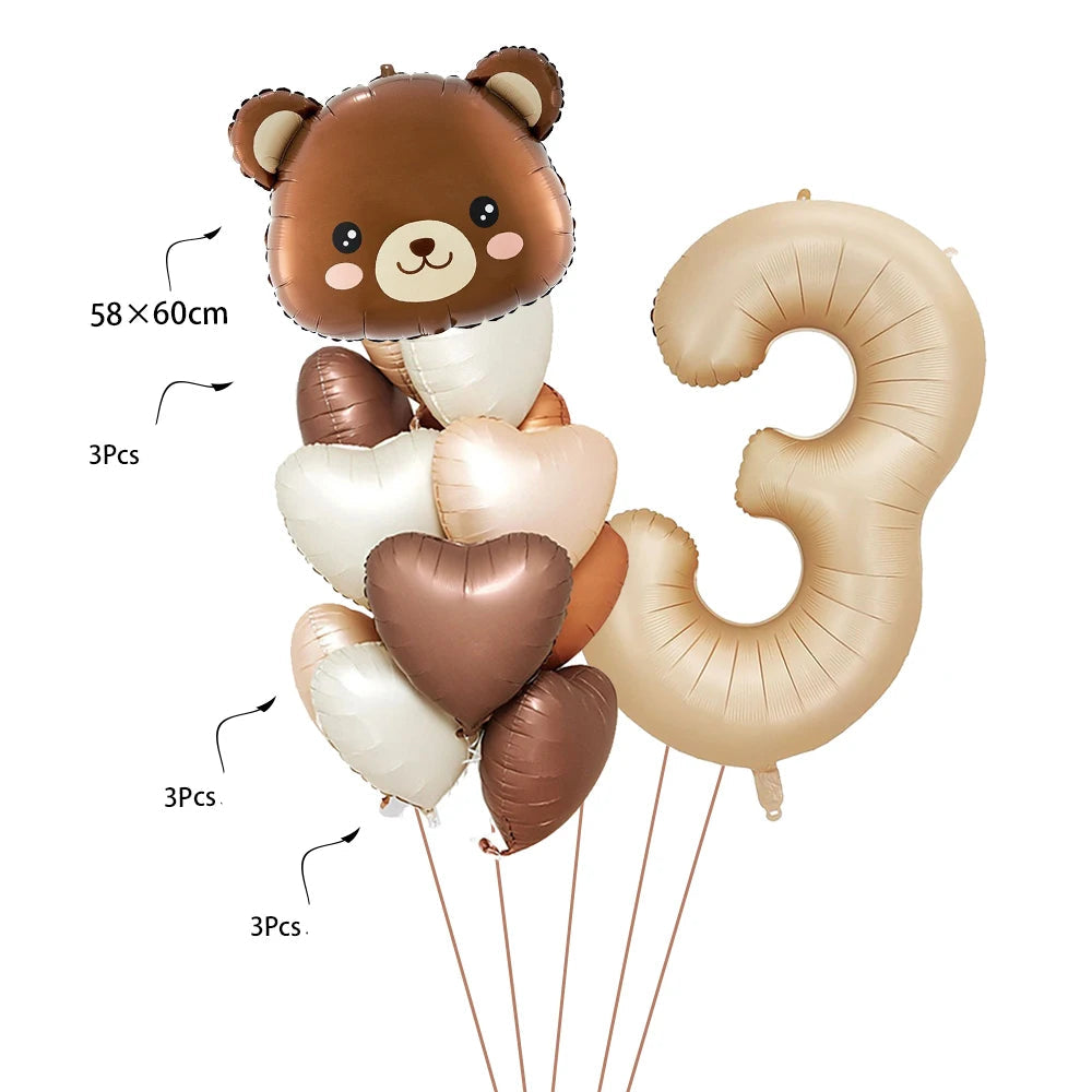 Ballon Chiffre Ours Brun Unique
