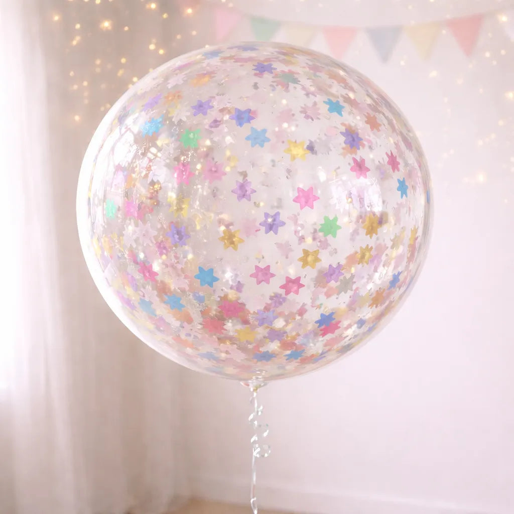 Ballon Géant Transparent à Confettis Etoiles