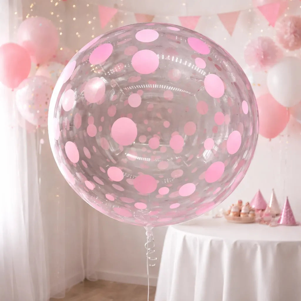 Ballon Géant Transparent à Pois Roses