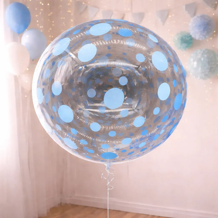 Ballon Transparent XXL à Pois Bleu