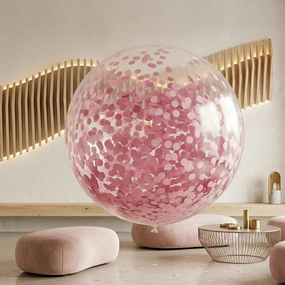 Ballon XXL Déco à Confettis Roses