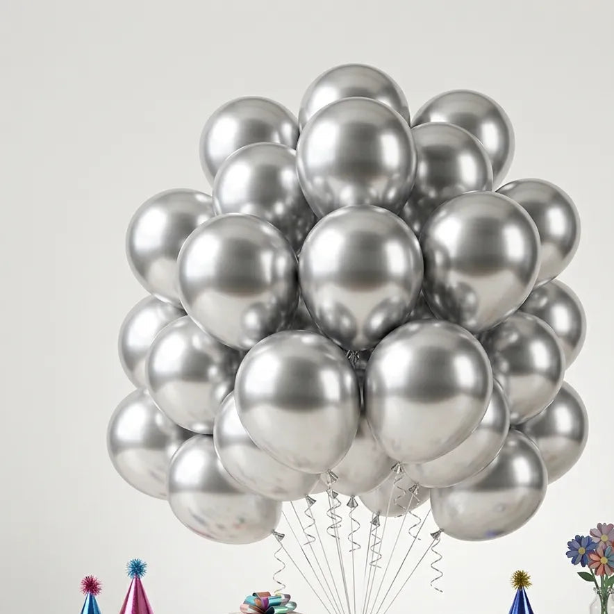 Ballons Anniversaire Argentés Unique