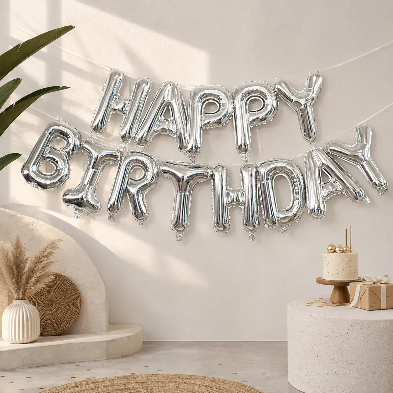 Ballons Anniversaire Happy Birthday Argenté Pratiques