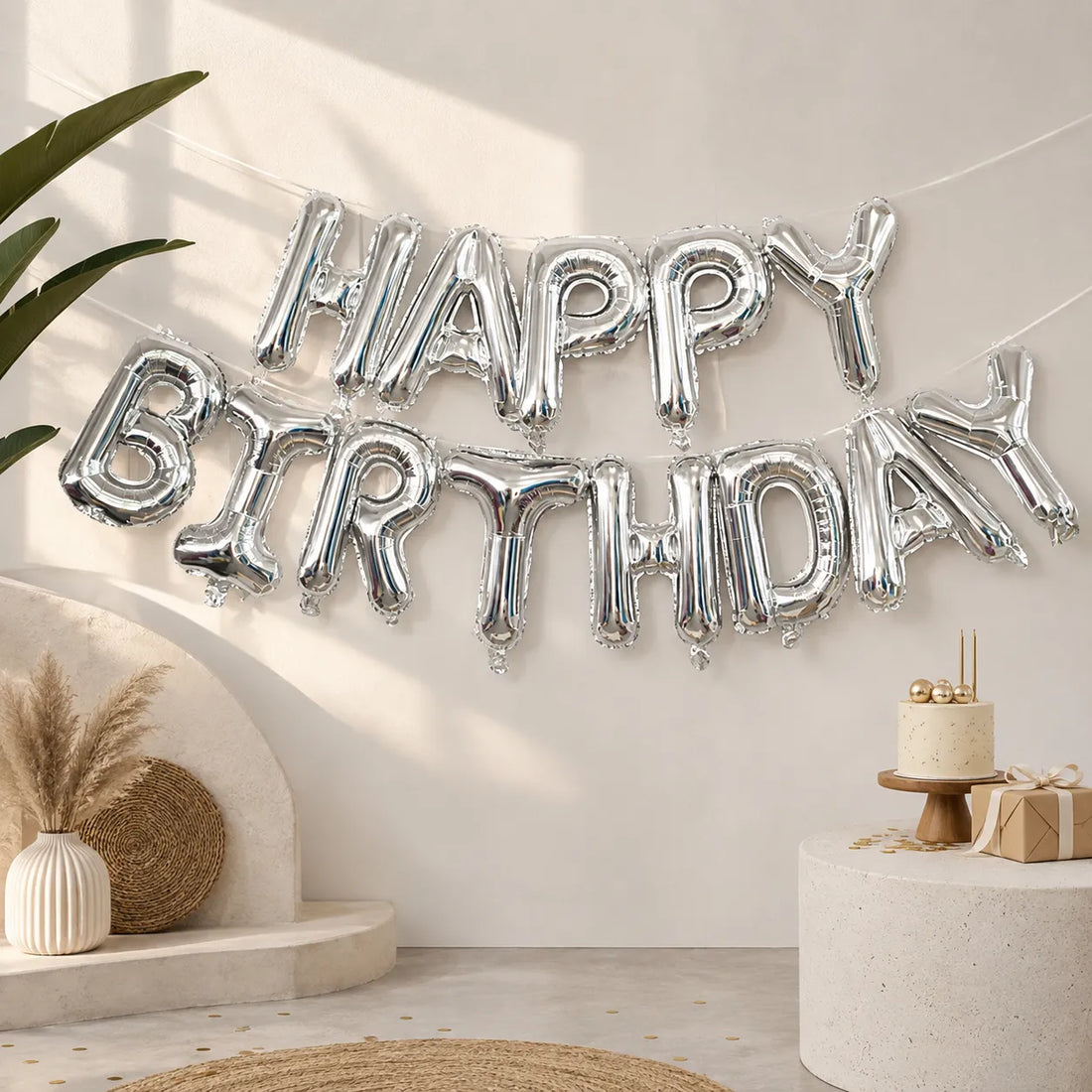 Ballons Anniversaire Happy Birthday Argenté Pratiques