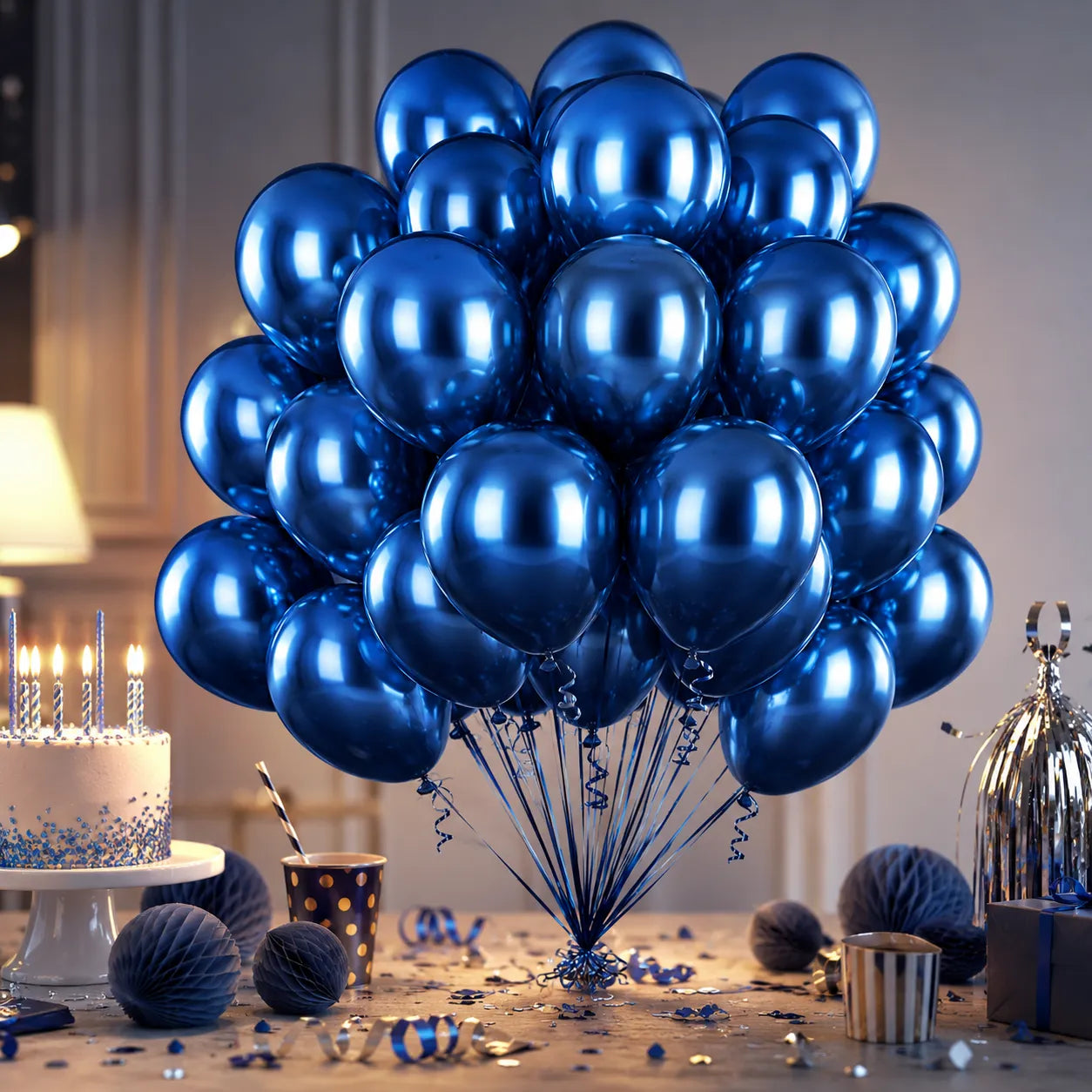 Ballons Anniversaire Métal Bleu Unique