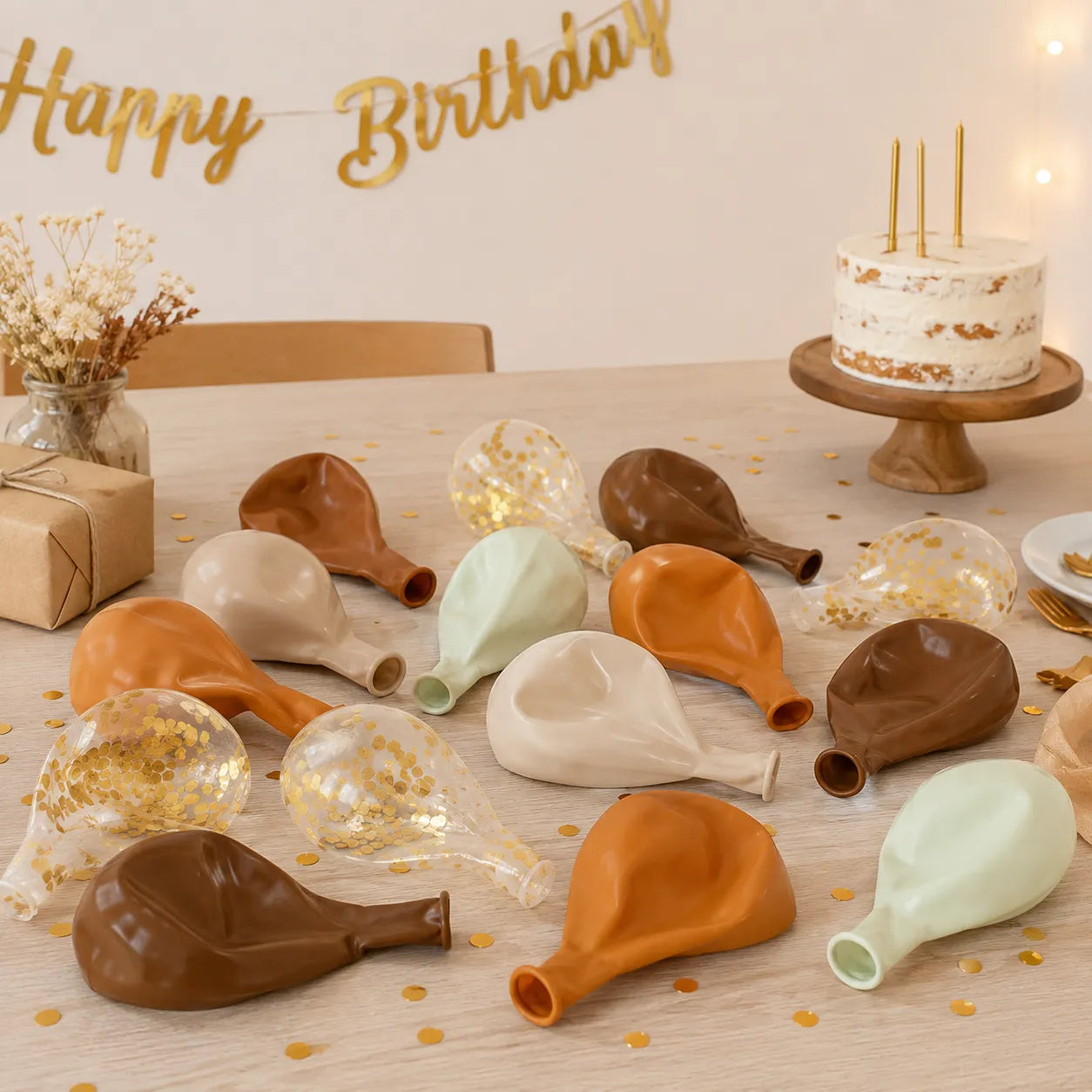 Ballons Anniversaire Tons Marron Originaux