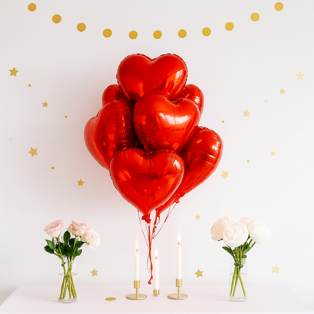 Ballons Cœurs Romantiques Rouges