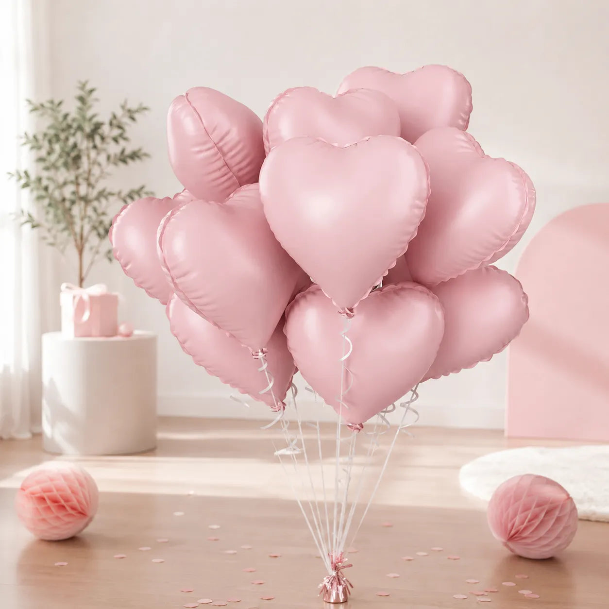 Ballons Cœurs Roses Uniques