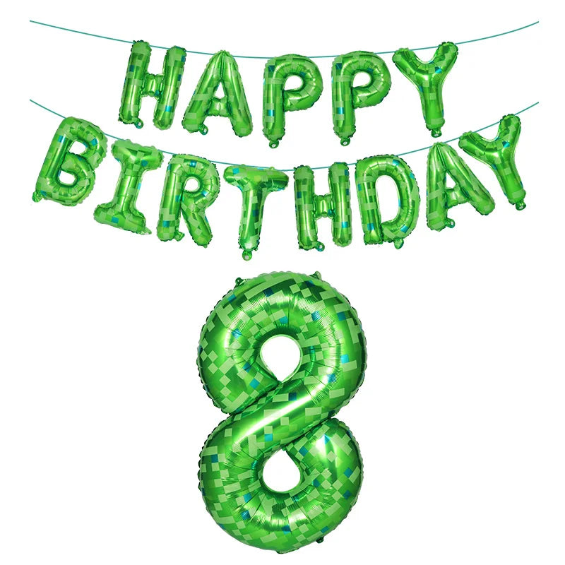 Ballons Happy Birthday Chiffre Vert Design