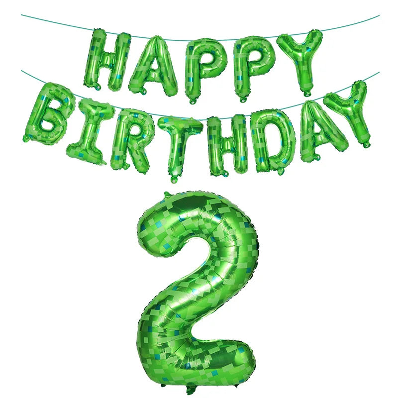 Ballons Happy Birthday Chiffre Vert Unique