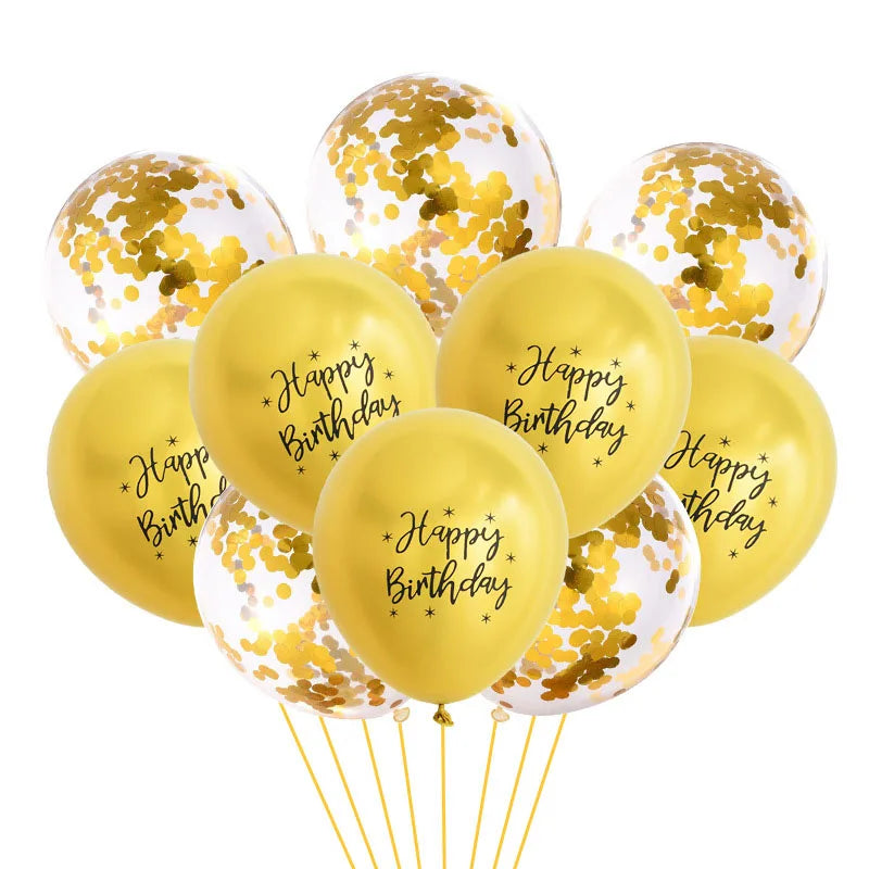 Ballons Happy Birthday à Confettis Dorés Design