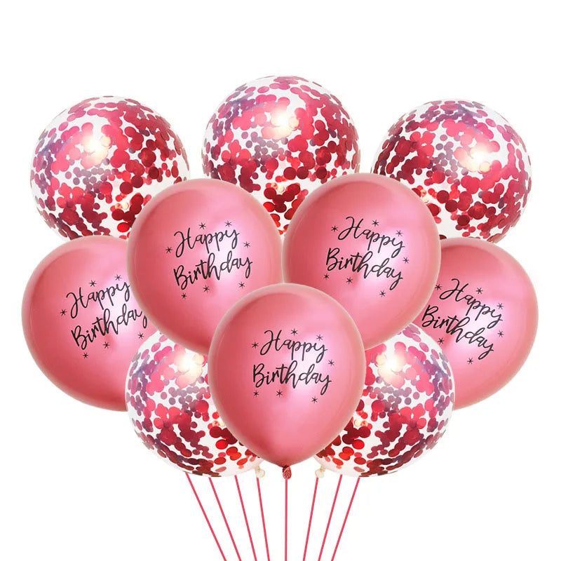 Ballons Happy Birthday à Confettis Rouges Design