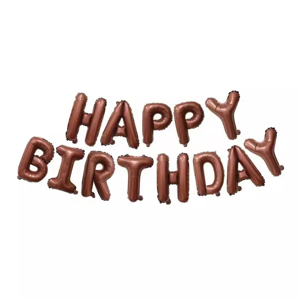 Ballons Happy Birthday Marrons Design