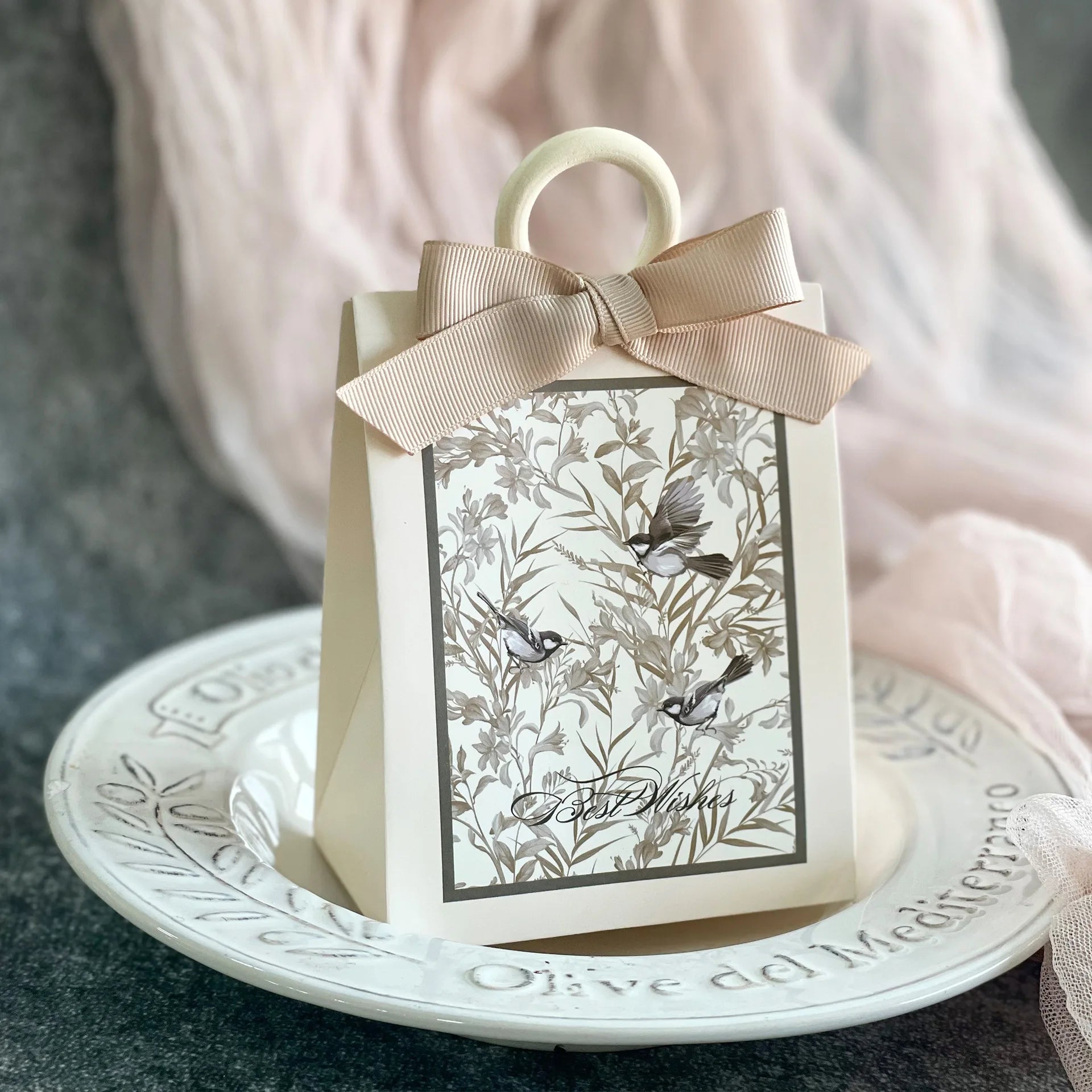 Boîte à Dragées Mariage à Anneau en Bois raffiné