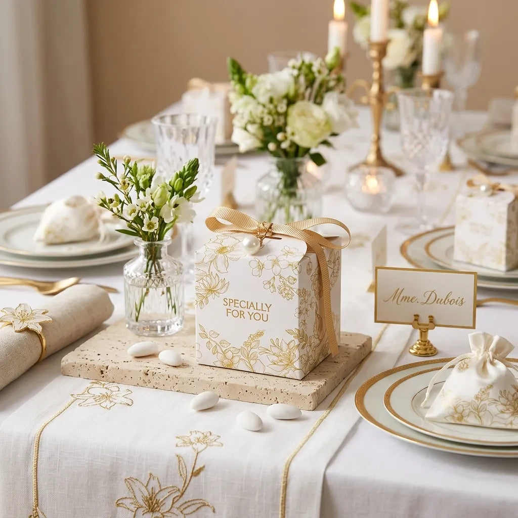 Boîte à Dragées Mariage Champagne Chic Légère