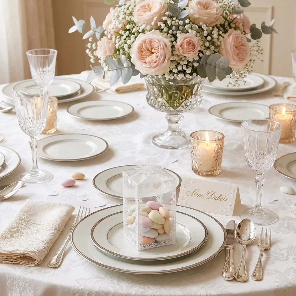 Boîte à Dragées Mariage Elégante en PVC Unique
