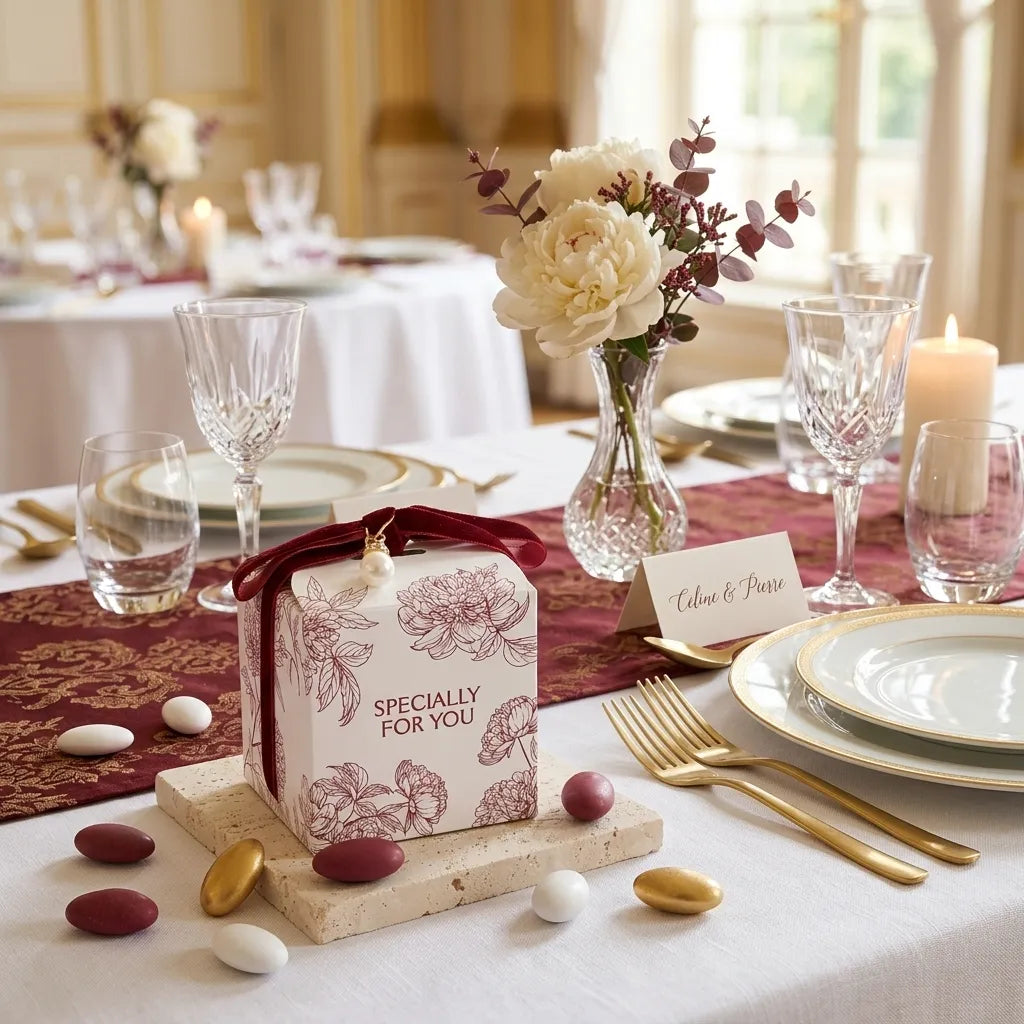 Boîte à Dragées Mariage Fleurie Unique