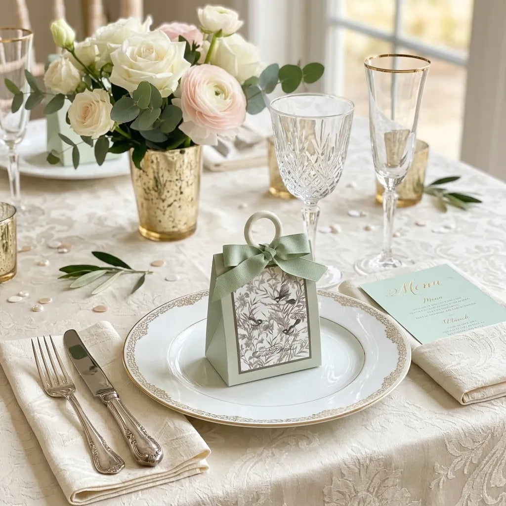 Boîte à Dragées Mariage à Motif Nature Chic