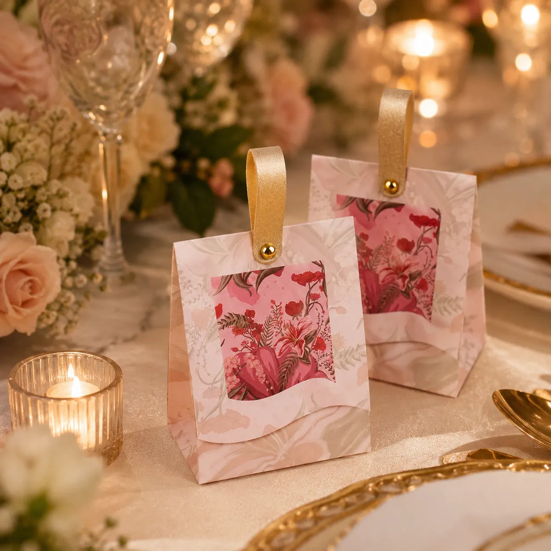 Boîte à Dragées Mariage Romantique Fleurie douce