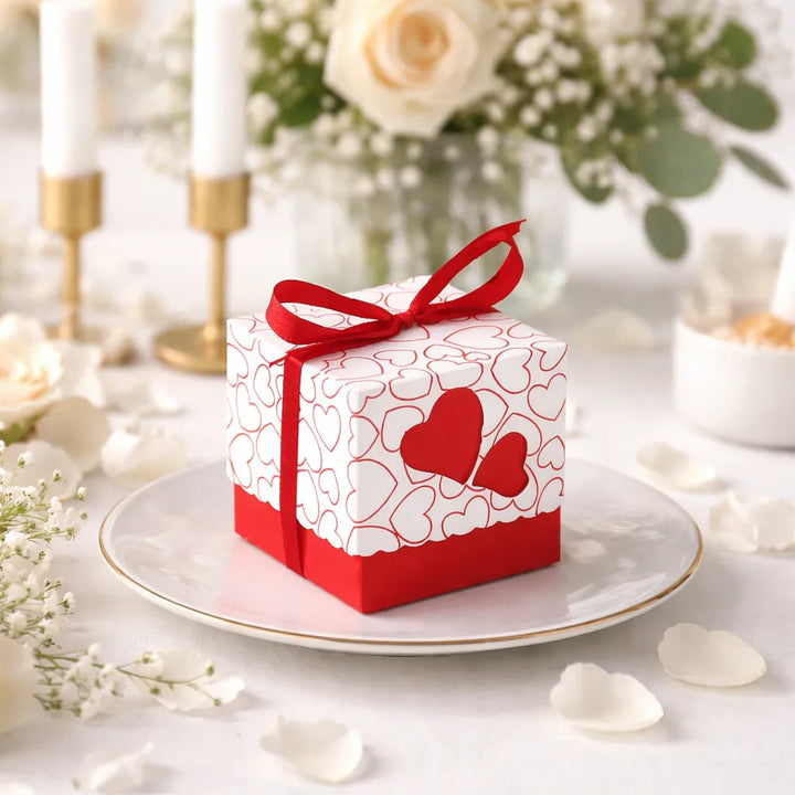 Boîte à Dragées Motifs Cœurs Chic