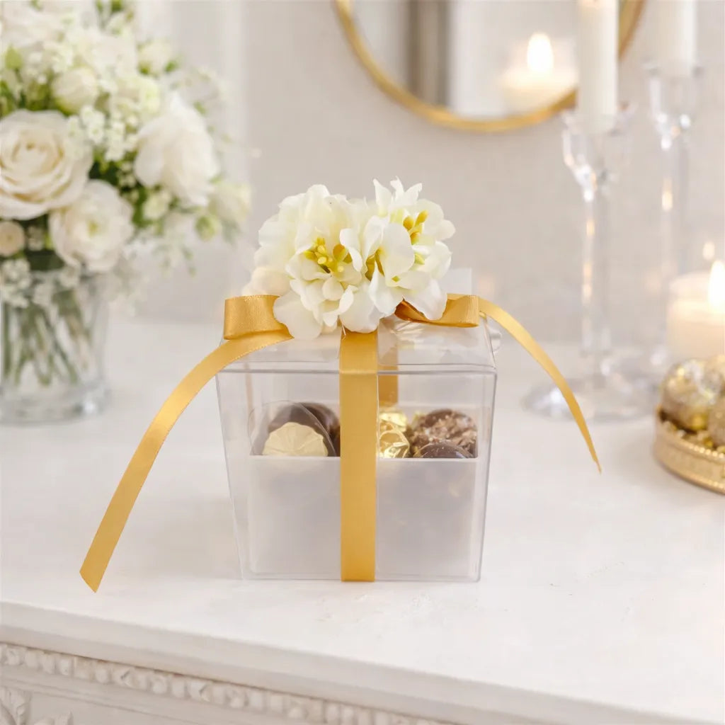 Boîte à Dragées Transparente Fleurie