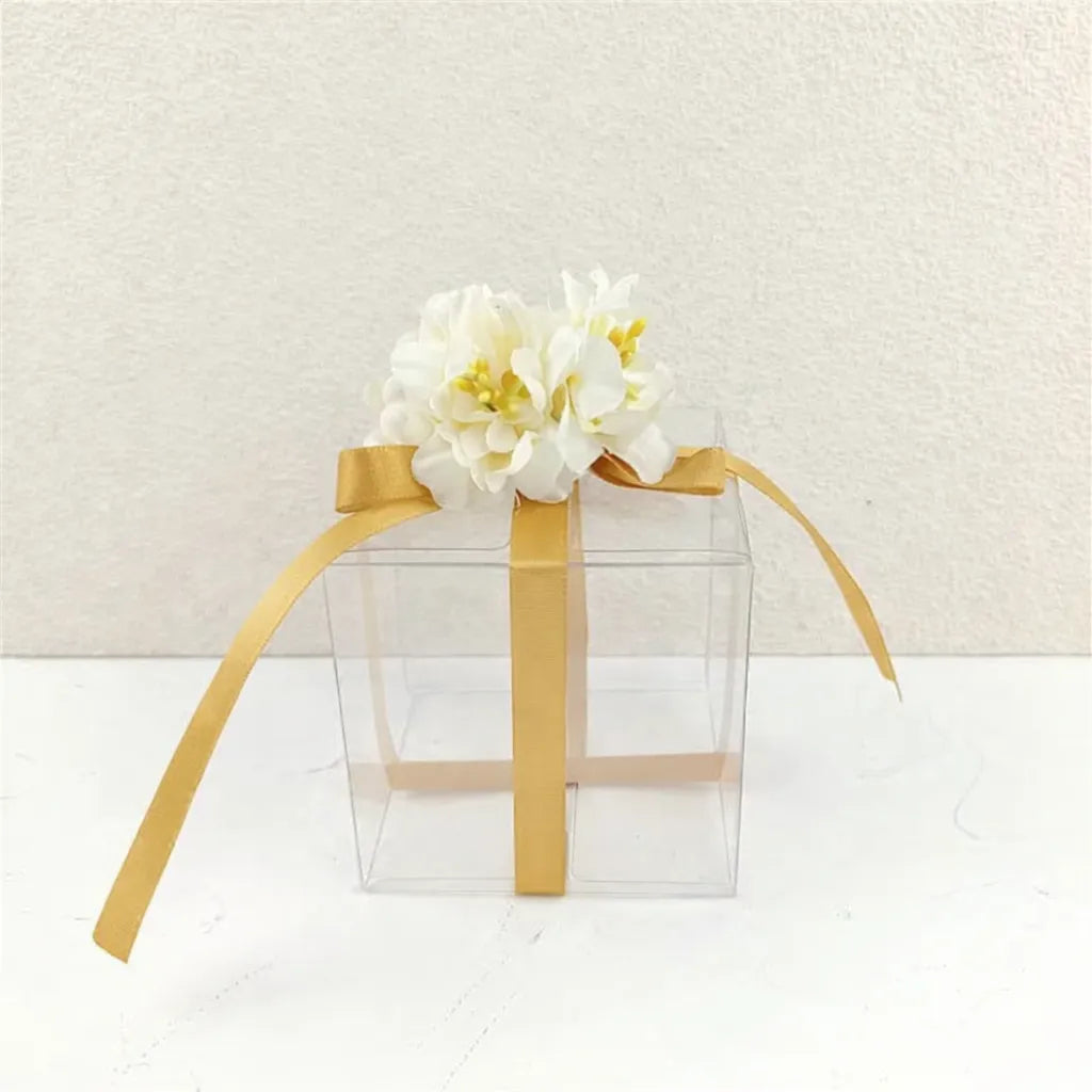 Boîte à Dragées Transparente Fleurie épuré