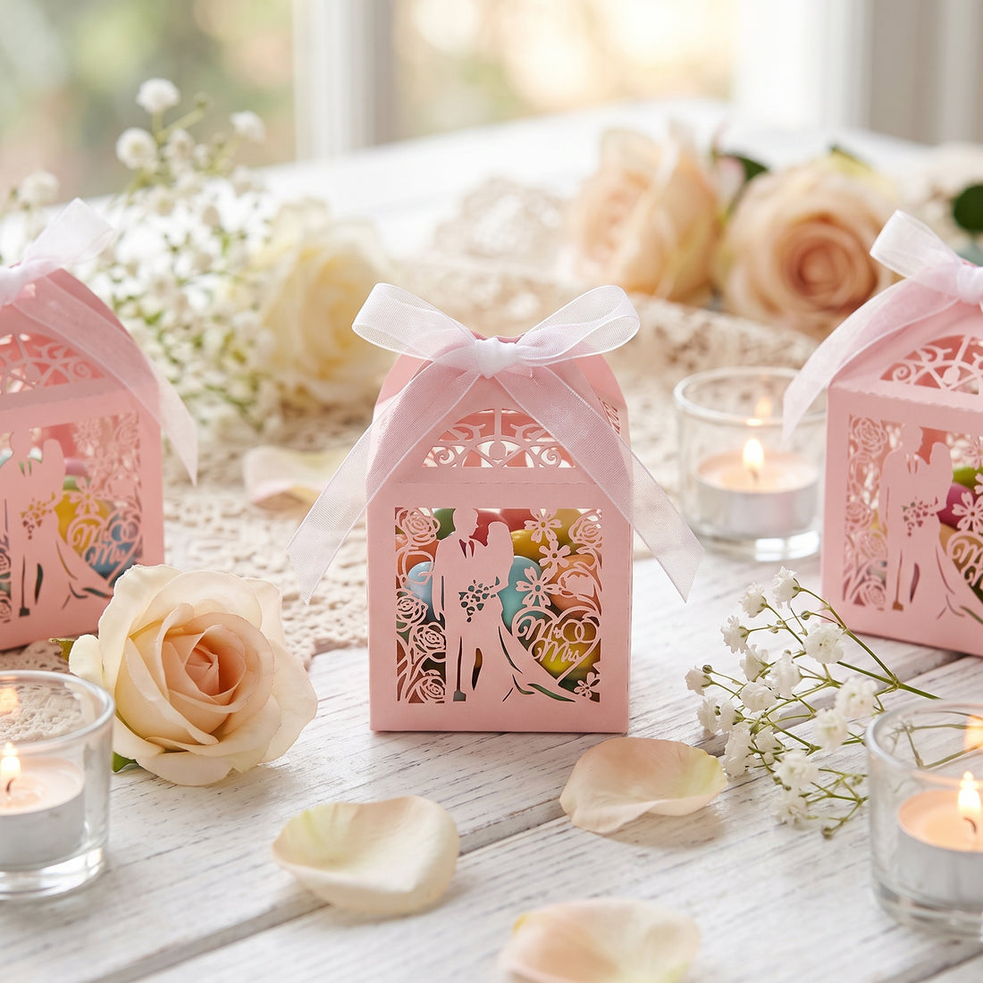 Boîte à Dragées au Design Romantique rose