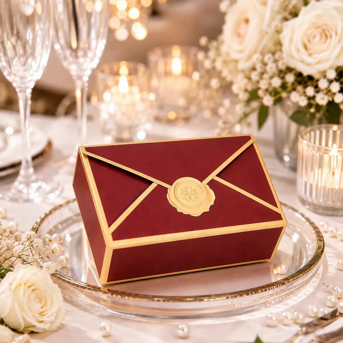 Boite Enveloppe à Dragées Mariage Elégant