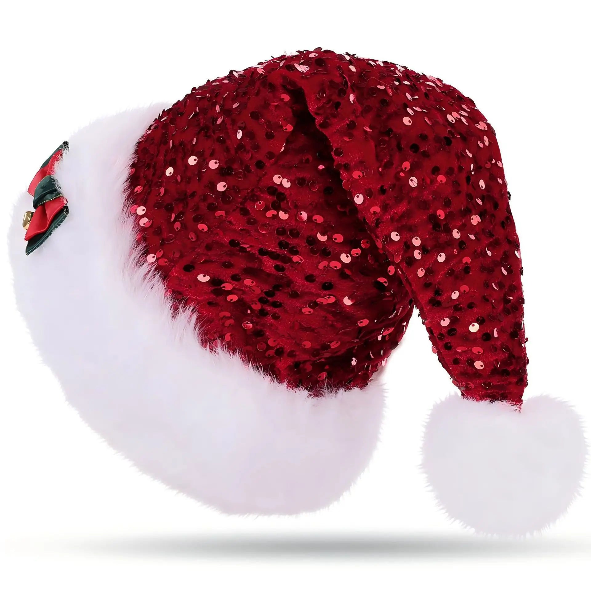 Bonnet de Noël Pailleté à Nœud Design 