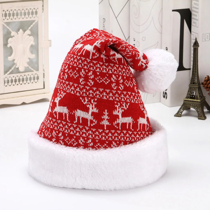 Bonnet de Noël Rouge Motif Cerf