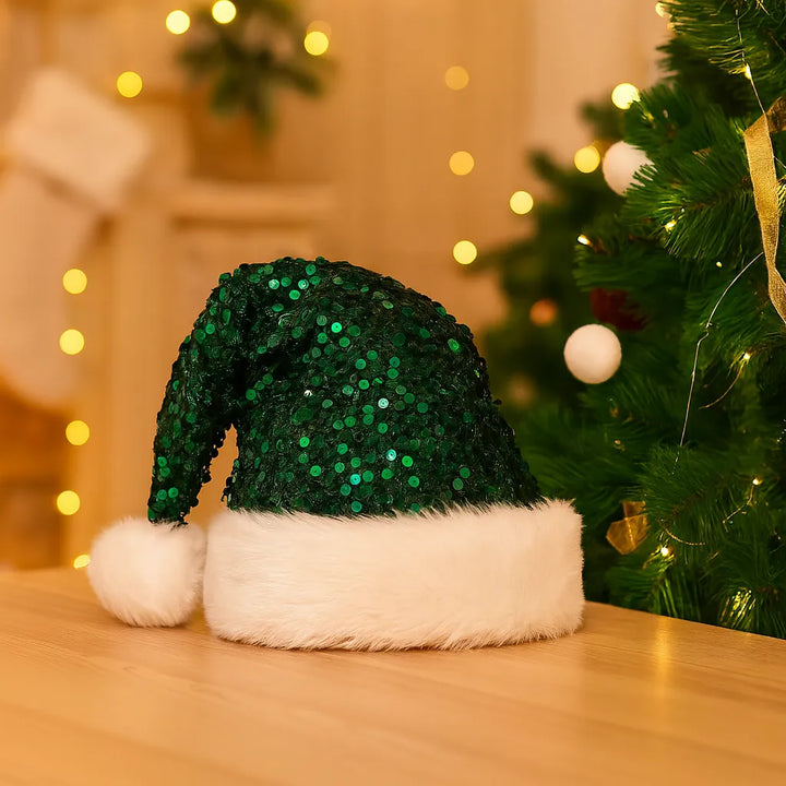 Bonnet de Noël Vert à Strass