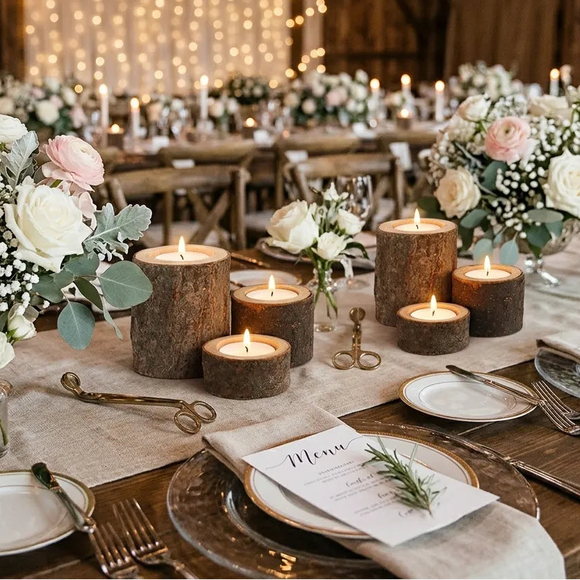 Bougeoir Bois Mariage Minimaliste