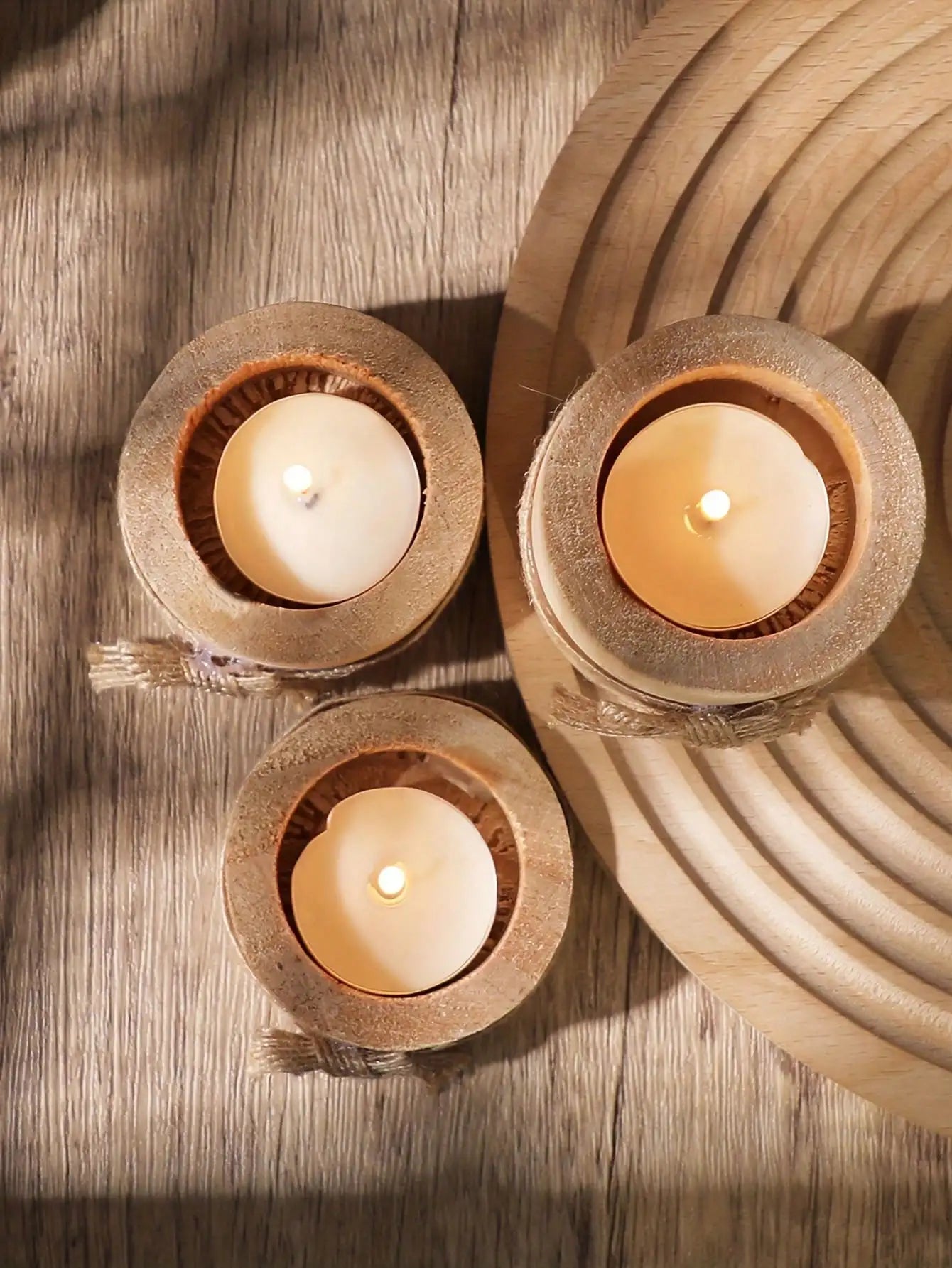 Bougeoir Centre de Table en Bois Unique