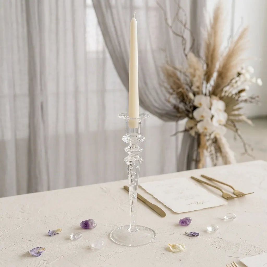 Bougeoir Mariage Transparent en Verre Minimaliste