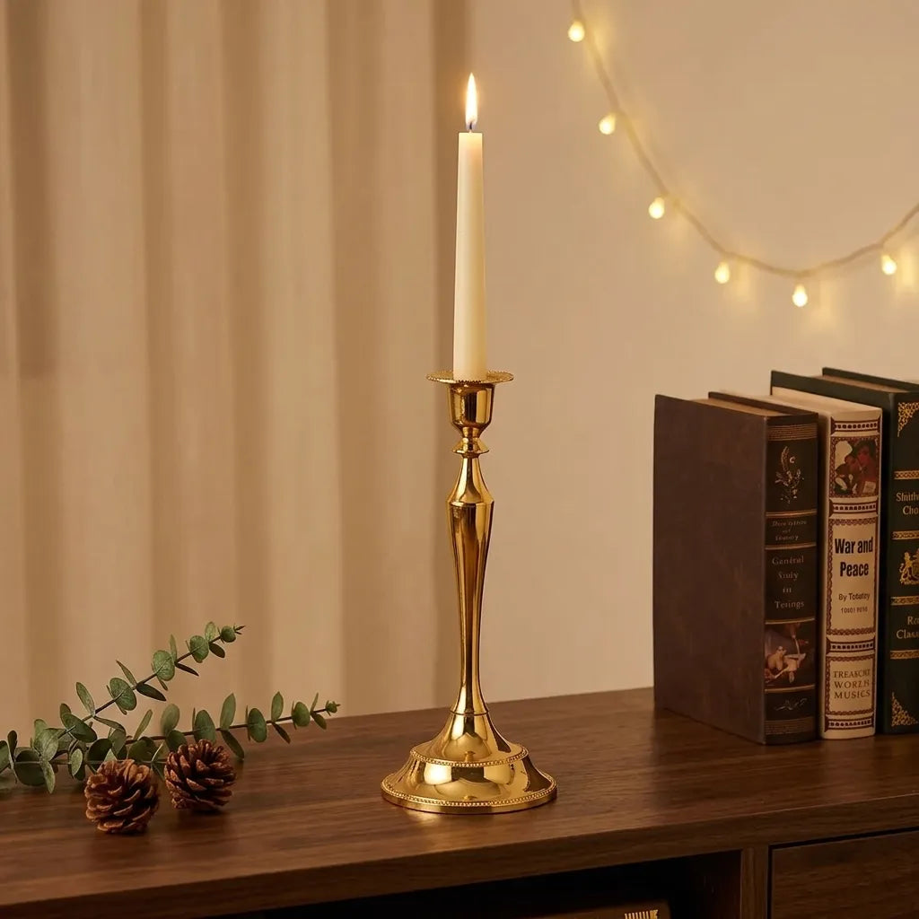 Bougeoir Rétro Doré Décoratif Elégant