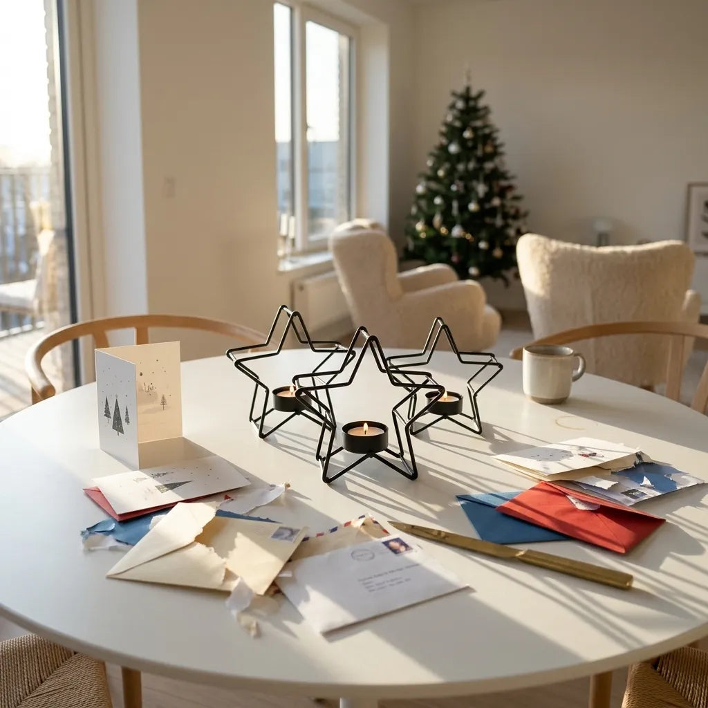 Bougeoir Table Noël Etoile Noir Neutre