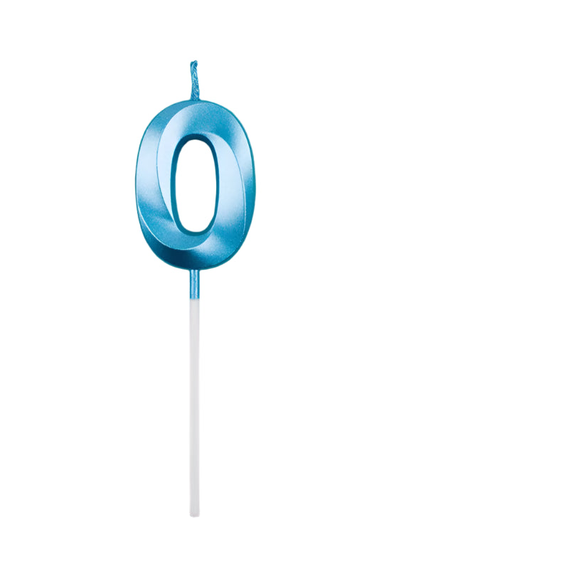 Bougie Anniversaire 3D Bleue Chiffre 0