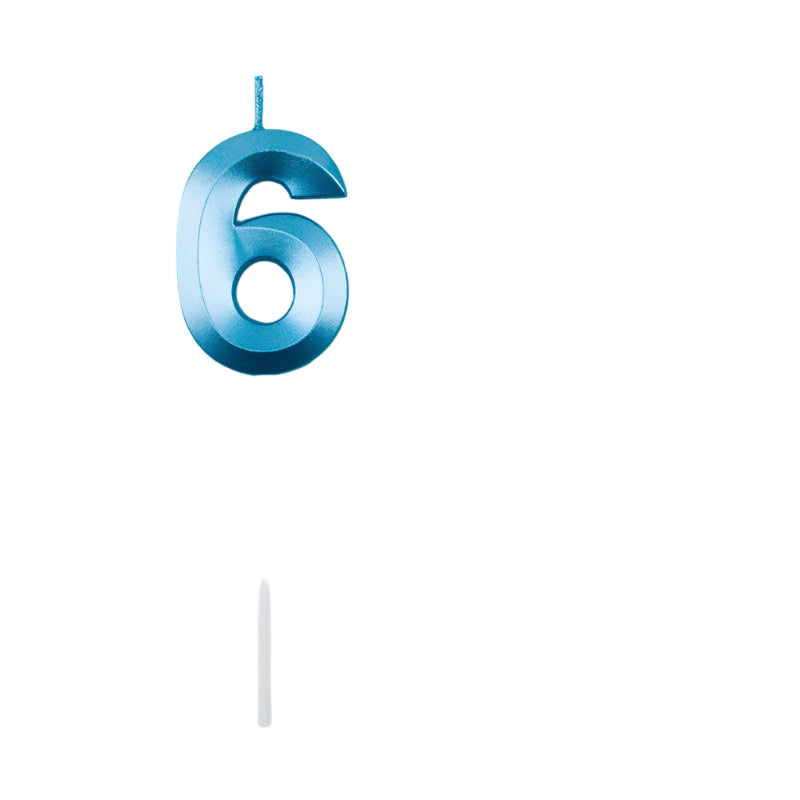 Bougie Anniversaire 3D Bleue Chiffre 6