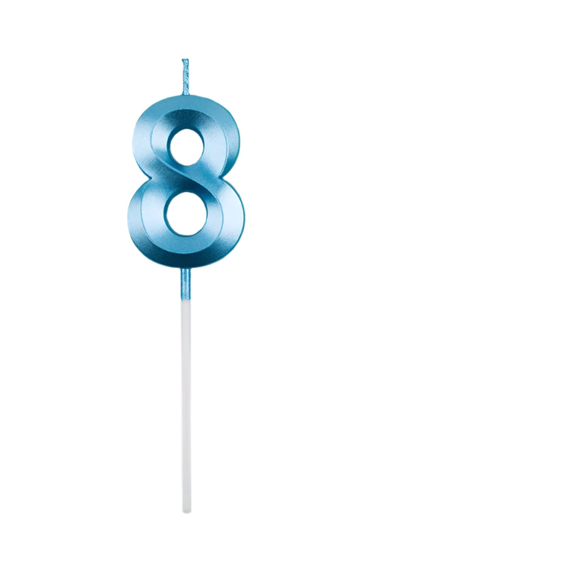 Bougie Anniversaire 3D Bleue Chiffre 8