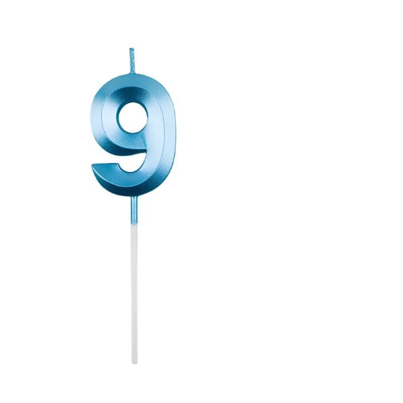 Bougie Anniversaire 3D Bleue Chiffre 9